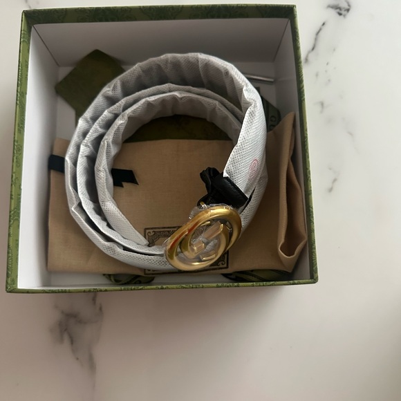 Gucci Black Leather Belt with Gold Interlocking G Buckle main image 7